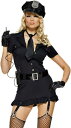 ポリス コスプレ レディース コスチューム 婦人警官 ワンピース フリーサイズ 帽子 ベルト 手錠(ブラック, Free Size)