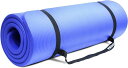 ROIRON ストレッチ マットフィットネスマット超極厚15mm 高密度 NBR (ニトリルゴム) ストラップ付き (180cm×61cm×15mm ブルー)