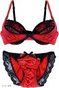 ブラジャー ショーツ セット 上下 レディース(レッド, D75)(4)