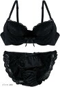 ブラジャー ショーツ セット 上下 レディース(ブラック, B70)(4)