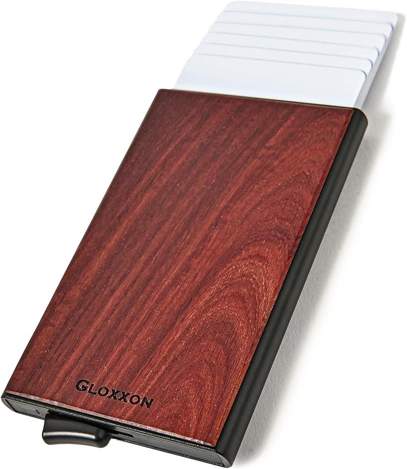 【全品P5倍★5/27 1:59迄】[GLOXXON] クレジットカードケース 大容量 スライド式 スキミング防止 木 磁気 防止 軽量 メンズ レディース