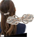 バレッタ ビジュー ストーン 金具 髪留め ヘアクリップ おしゃれ 大人 上品 ライン(ホワイト)