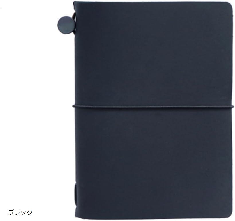 互換品 トラベルノート 手帳 コラージュノート レザーノート パスポートサイズ ビジネス ギフト 日記帳 (ブラック)
