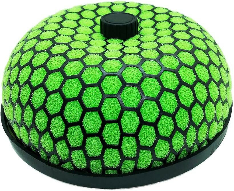 互換品 車用 エアフィルター スポンジ 洗浄可能 エンジン 吸気 集塵 効率 空気 濾過 ろ過 燃費 向上 カー 汎用 キノコ型 76mm (グリーン＆ブラック)