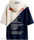 パーカー メンズ 半袖 tシャツ ゆったり ドロップ ショルダー ラフ スタイル フード 夏(ネイビー, L)