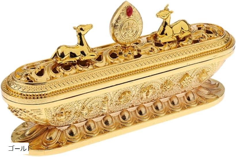 【楽天ランキング1位入賞】せんこうたて 横置き お香立て お香たて スティック専用 チベットお香 チベット香 仏具 仏具チベット ボックス 香炉(ゴールド)