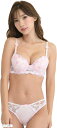 レディース ブラ ブラジャー ショーツ 下着 上 セット 女性 カップ 取り外し(ピンク, D70)(4)