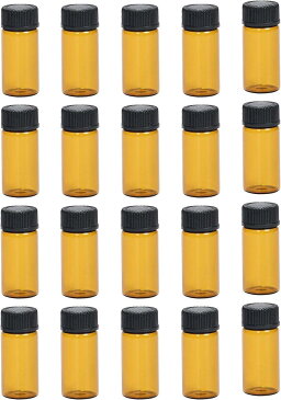 小分け用 アロマオイル 遮光瓶 20本セット 3ml ガラス ボトル 茶色 容器 小瓶 大量 保存 詰め替え