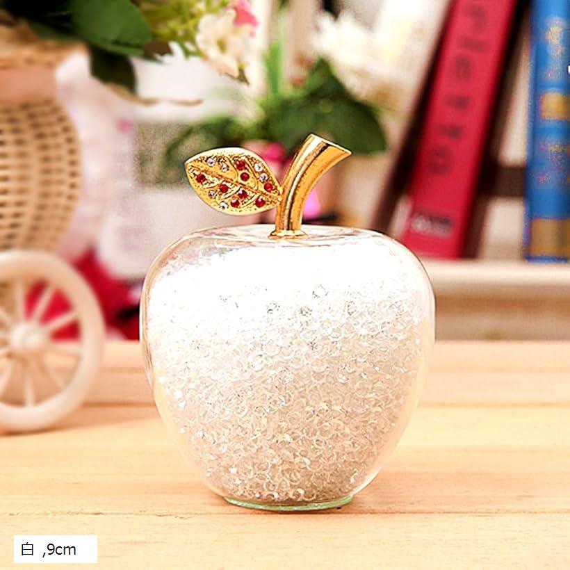 運気アップ 風水 幸運林檎 リンゴ インテリア クリスタル 置物 サンキャッチャー ギフト プレゼント(白, 9cm)