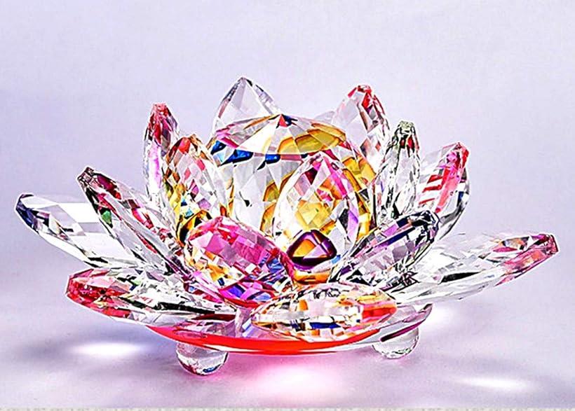 母の日 [TradeWind] クリスタルガラス 水晶玉 蓮の花 ロータス サンキャッチャー 風水 インテリア プリズム オブジェ ギフト プレゼント レインボー 