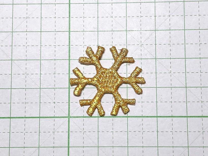 ワッペン アイロン 刺繍 雪 8枚セット ミニサイズ スノーフレイク モチーフ アップリケ ハンドメイド A・ゴールド＆シルバーmix(A・ゴールド＆シルバーmix)