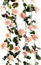 全3色 バラ ガーランド リアル 造花 飾りつけ 装飾 人工 つぼみ付 ローズ 薔薇(ピンク)(3)