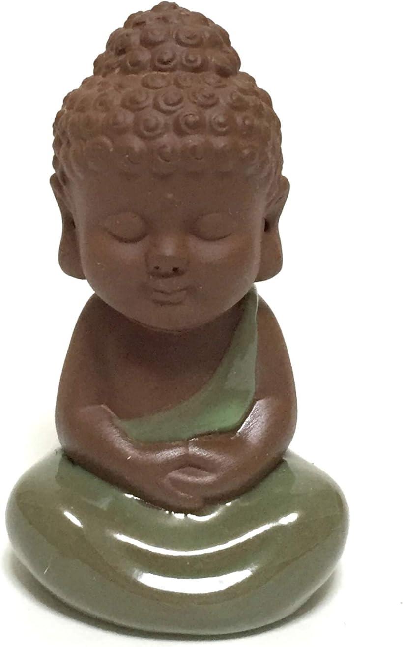tomtask 座禅 する 小さな 如来 像 ミニ 愛らしい お釈迦 様 オブジェ かわいい 仏像 陶器製 (タイプ1 法界定印)