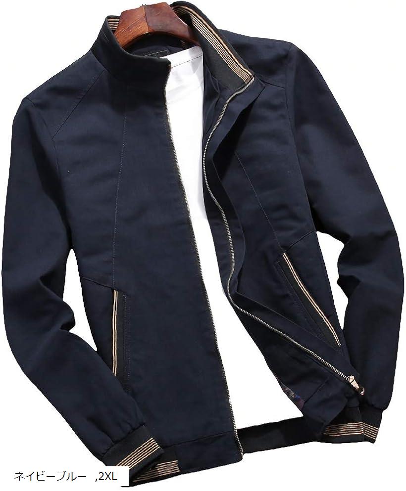 アスペルシオ ブルゾン ジップアップ ジャンパー メンズ アウトドア ジャンバー ma-1 ma1 防寒 暖かい アッタカ 防風 裏地 花柄 長袖 ながそで ナガソデ ミリタリー ジャケット コート (ネイビーブルー, 2XL)