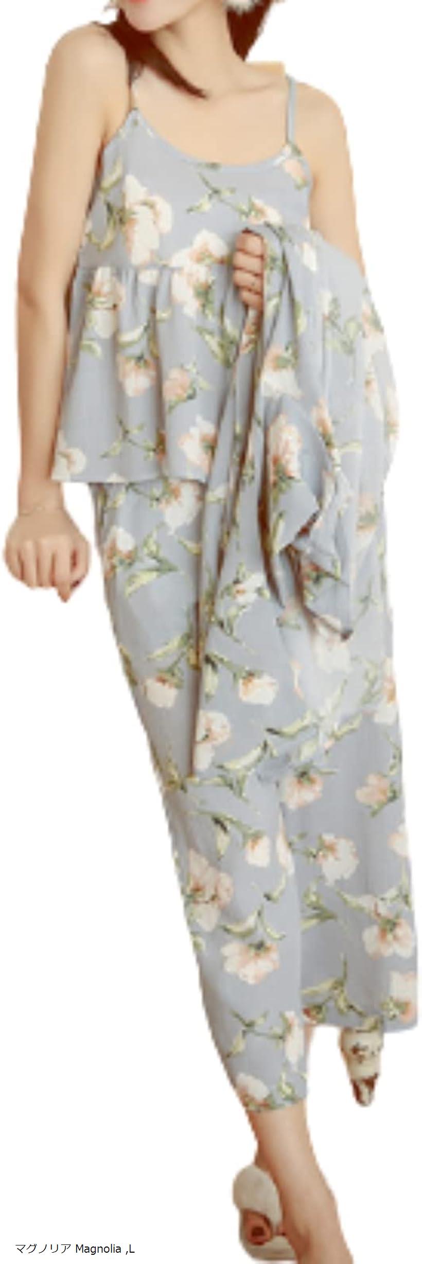 クローブキューブパジャマ ボタニカル柄 レディース ルームウェア キャミソール 付き 3点セット(マグノ..