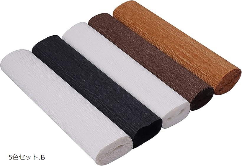 手芸用 クレープペーパー クレープ紙 セット 約幅25cmx2.5m (5色セット.B)