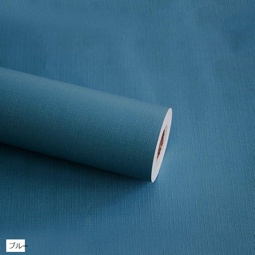 無地 壁紙シール 防水 リメイクシート のり付き 剥がせる カッティングシート ブルー 45cmx9.7m (ブルー, 45cmx9.7m)