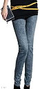 レディース レギンス デニム柄 ストレッチ パンツ スパッツ C ブルー(C ブルー, Free Size)