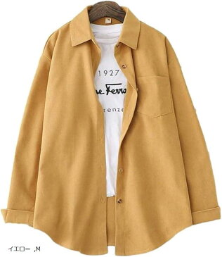 フィオリア シャツブラウス ラウンドカット ワイシャツ 前開き カジュアル ペールカラー レディース(イエロー, M)