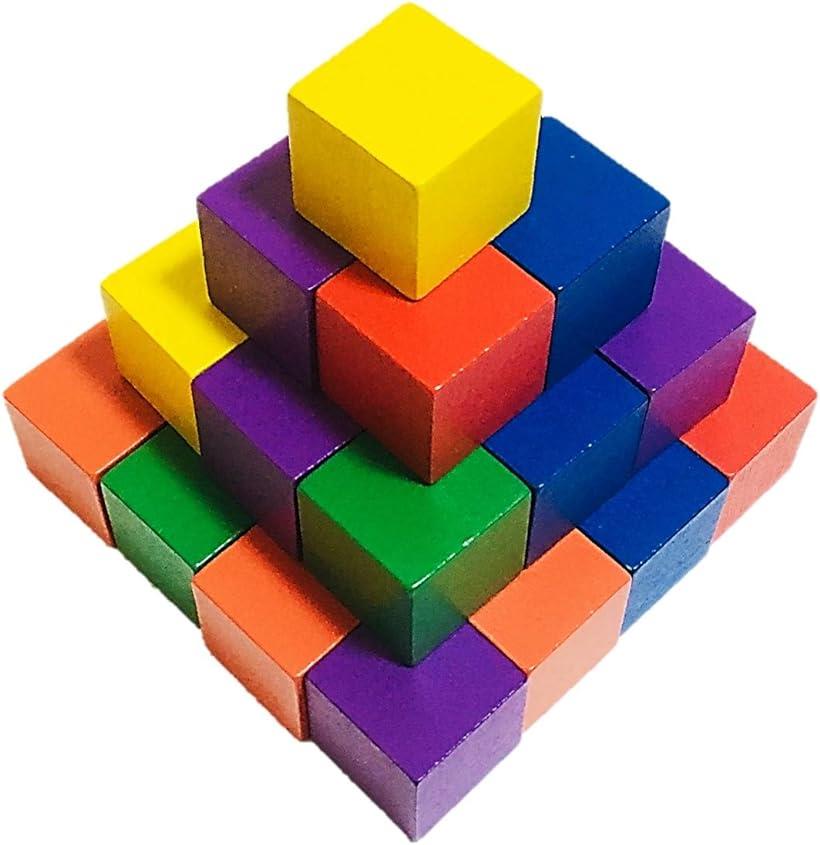 木製 ブロック 30個セット 知育 玩具 積み木 図形 算数 立方体 おもちゃ 02 カラフル 3cmx3cm( 02 カラフル 3cmx3cm)