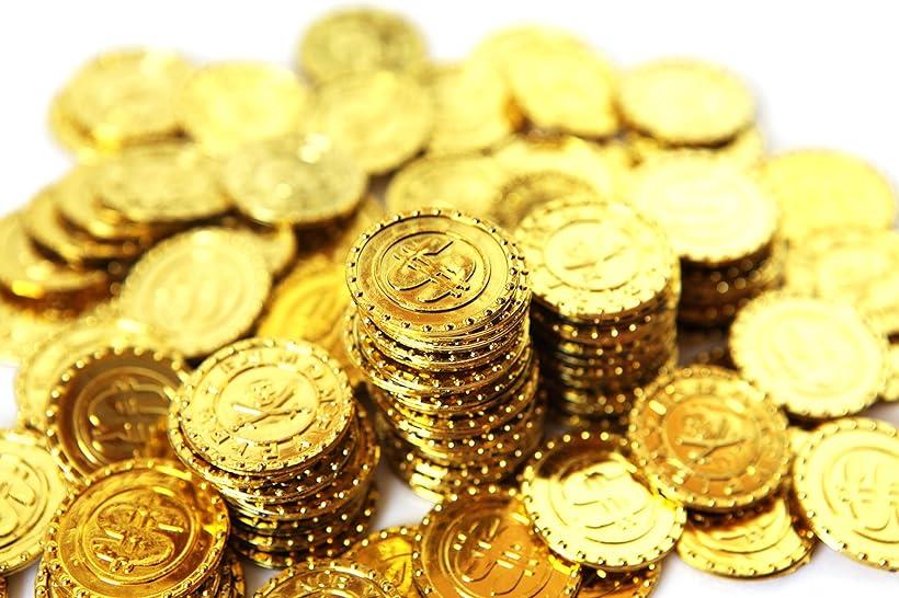 【SCGEHA】宝箱 アンティーク 風 海賊 パイレーツ 財宝 お宝 金貨 秘宝 ゴールド コイン 500枚 金貨500枚 