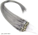 人毛 ring loop hair チップエクステ レミーエクステ カラー ウィッグ エクステンション 50本(grey, 16inch 40cm)