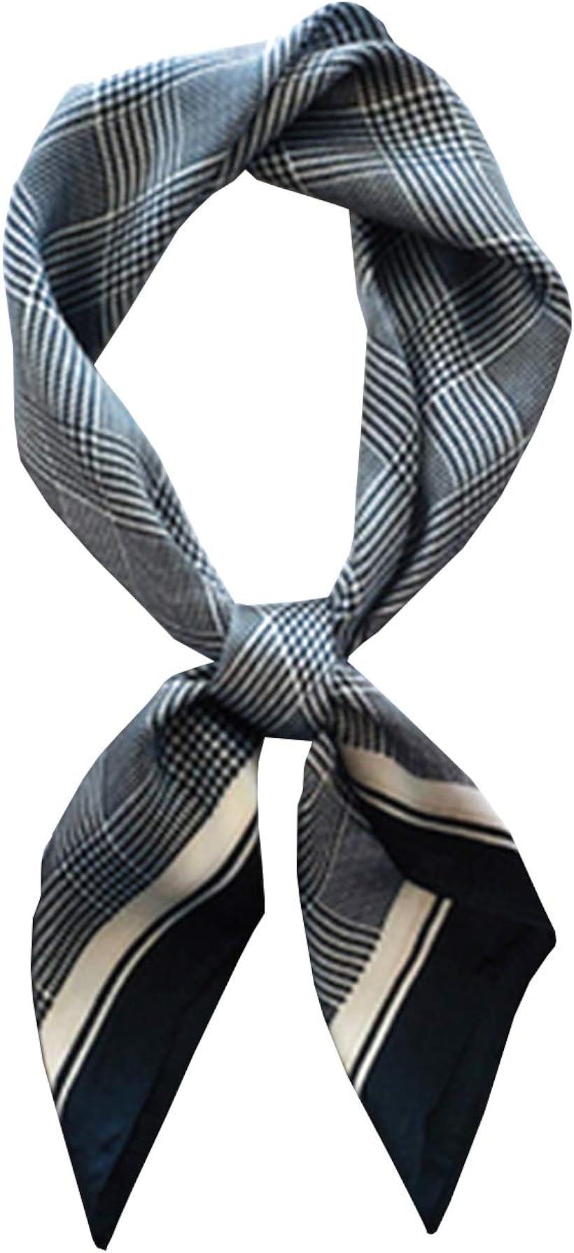 [ワン アンブ] スカーフ レディース 春 シルク調 正方形 薄手 UVカット お洒落 小物 70×70 cm チェックグレー