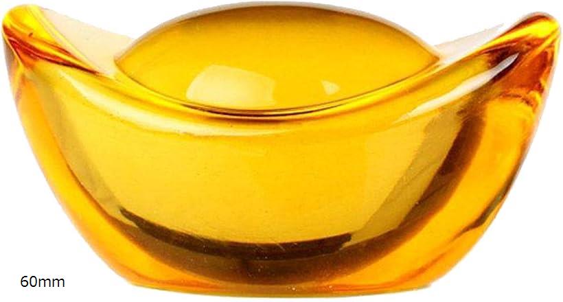 元寶 元宝 金運 風水 アイテム グッズ パワーストーン 置き物 財運 招財 クリスタル 60 mm(イエロー, 60mm)
