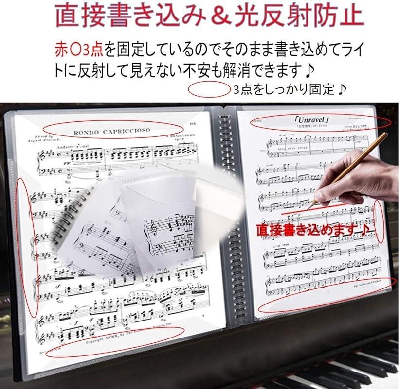 楽譜ファイル A4サイズ 60ページ 楽譜入れ 直接書き込めるデザイン 楽譜ホルダー 楽譜 見開き バンド ファイル 2