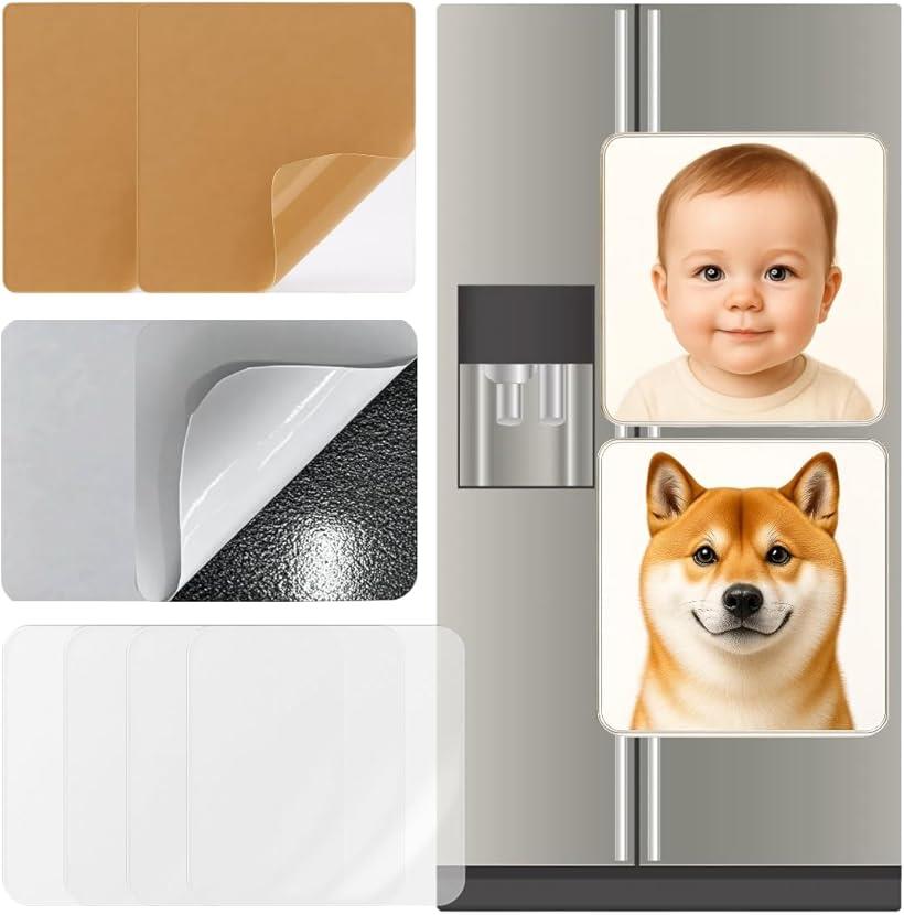 超透明バージョン冷蔵庫ステッカー DIYセット｜8x8cm 丸角方形｜2枚作成可能｜厚さ5mm｜簡単手作り 冷蔵庫貼りセット 家庭用 デコレーションに最適(透明, 「超透明」8x8x0.5cm)