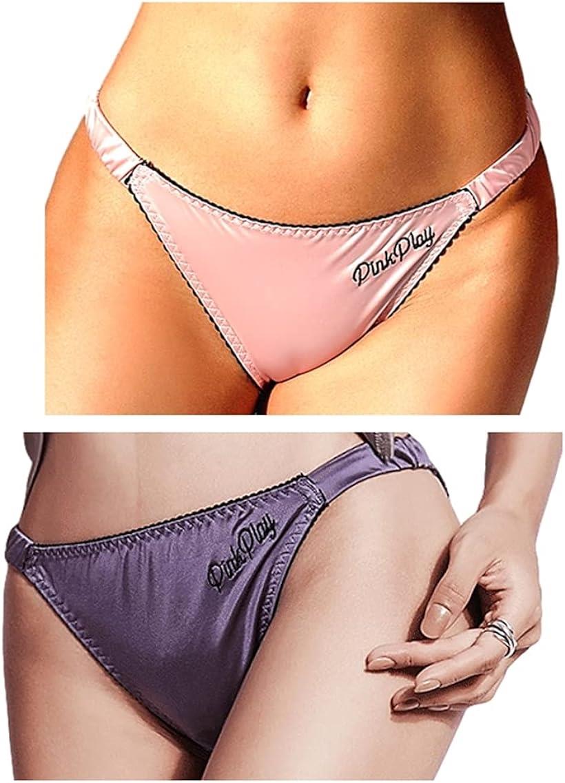 ショーツ レディース さらさら 光沢 美尻 2枚セット ピンク / ブルーグレー(ピンク / ブルーグレー, M)