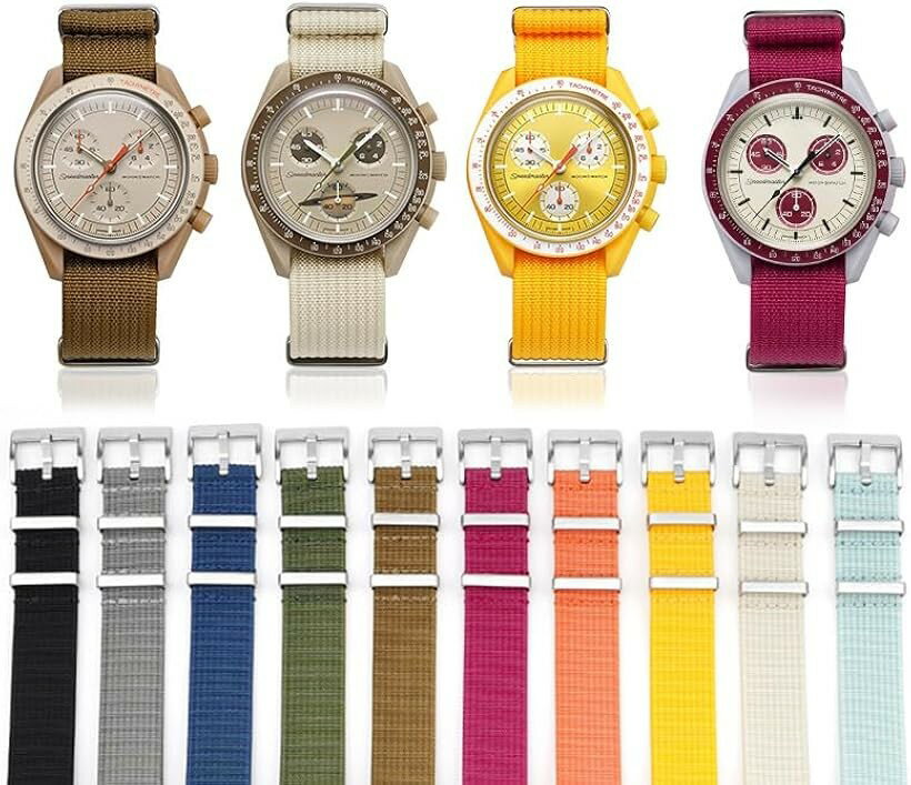 ナイロン ミリタリー 時計バンド 替えベルト (ブラック, 20mm)