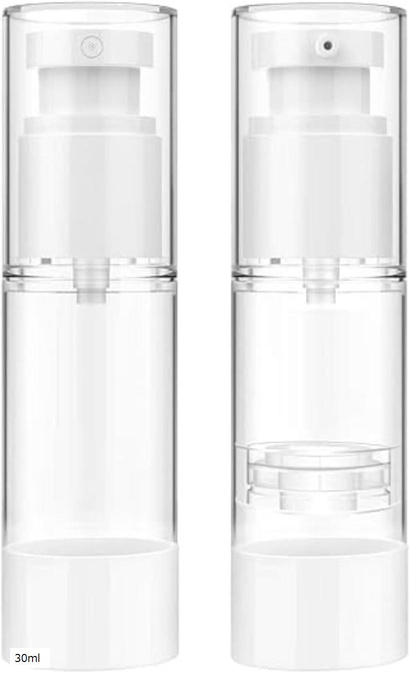 小分けボトル 2個セット トラベルボトル 真空 ポンプボトル 携帯用 詰替え容器(クリア, 30ml)
