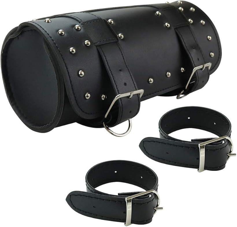 【全品P5倍★5/27 1:59迄】AINetJP サドルバッグ サイドバッグ ツールポーチ 小物 工具 PUレザー 防水性 自転車 バイク (ブラック)