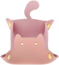 小物入れ レザートレイ 折り畳み 収容トレー 動物 猫( ピンク)