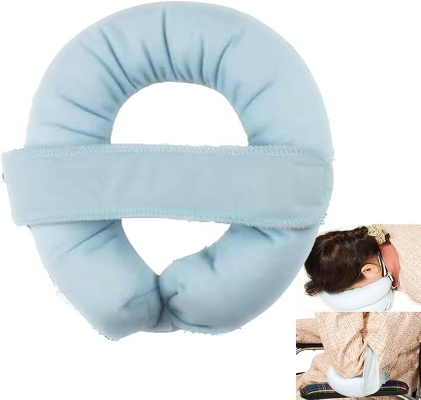 クッション 介護 ドーナツ型 ビーズクッション 軽量 (ブルー, 65cmx5cm)