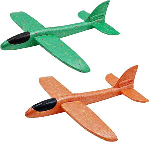 手投げグライダー 飛行機 おもちゃ アウトドア 軽量 組み立て( グリーン/オレンジ)