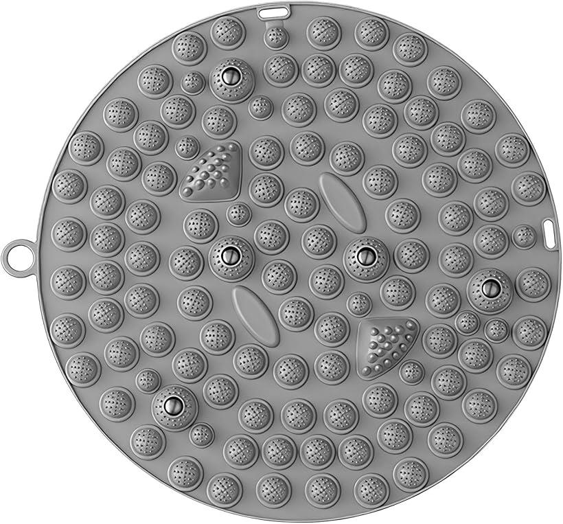 柔道整復師推薦 つぼリズム 足ツボマット 足つぼマット 指圧ボード 足裏マッサージ パッド 円形 足踏み 青竹踏み 健康グッズ プレゼント(グレー)