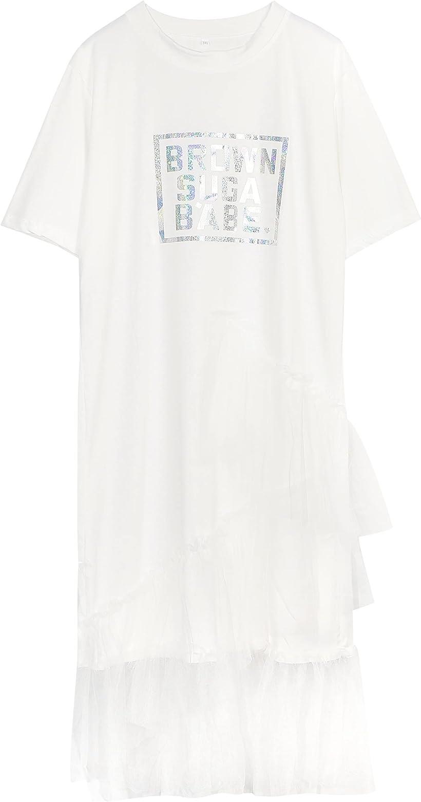 楽天スピード発送　Reapri（リアプリ）大きいサイズ ワンピース Tシャツ 一体型 チュールスカート TOKYO GOODS MARKET （ホワイト, 3XL）