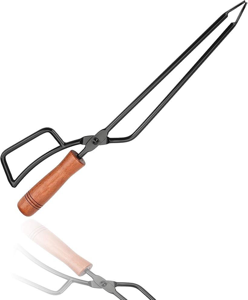 ファイヤープレーストング 薪ばさみ アウトドア用 炭ばさみ bbqトング バーベキューグリル キャンプ 道具 黒(ブラック)