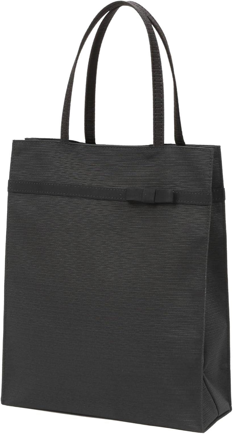 ミウォルナ サブバッグ フォーマル トートバッグ A4 冠婚葬祭 結婚式 葬式 葬儀用 喪服バッグ 慶弔両用 レディース リボン (ブラック)