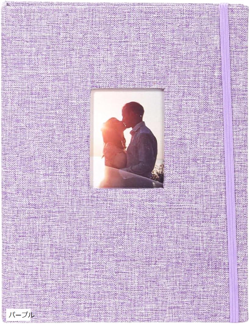 チェキ アルバム ファイル ホルダー 収納ケース 大容量 かわいい 208枚収納 (パープル)