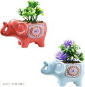 植木鉢 象 サボテン鉢 多肉植物 プランター 陶器 鉢カバー 観葉植物 小型植物用 窓飾り 置物(レッド、ライトブルー, 約13cmx8cmx7.7cm)