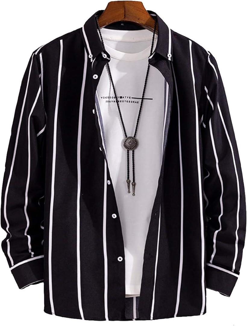 クーパーアンドコー ストライプシャツ 長袖 キレイめ シャツジャケット 細め メンズ ブラック( TYPE2, L)