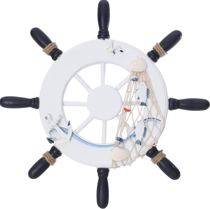  マリンテイスト 地中海風 船舵 インテリア おしゃれな 雑貨 装飾 内装 外装に (マリンホワイト)