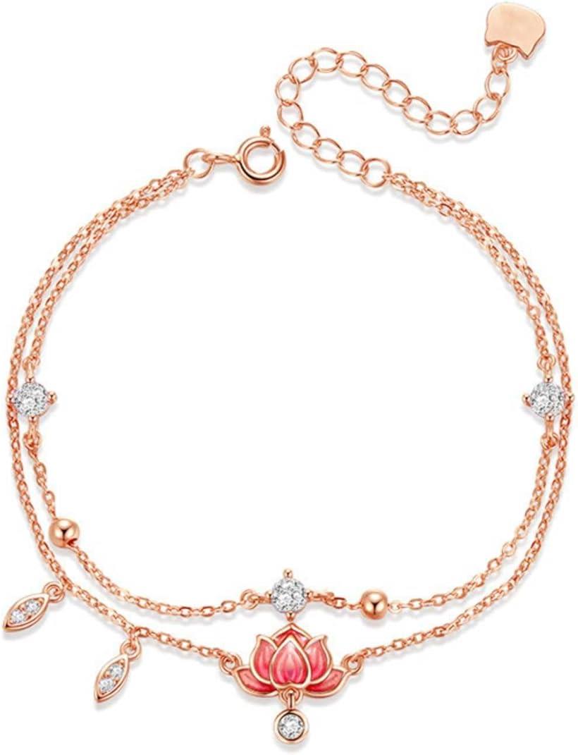 アンクレット 蓮の花 ピンクゴールド レディース ジュエリー アクセサリー 華 チャーム サイズ調節可能