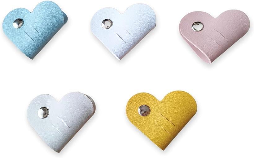 コードホルダー 5個入り ハート デスク周り 便利グッズ コードまとめる 配線 整理 コードクリップ ケーブルクリップ イヤホン 収納
