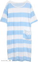 大きいサイズ ゆったり ロング丈 ワンピース ルームウェア XXL(ボーダーブルー, 2XL)