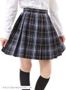 プリーツスカート チェック柄 ミニ スクールスカート 学生服(ネイビー/ブルー/ホワイトライン, M)