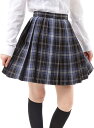 【全品P5倍★ワンダフルデー】 Eiza プリーツスカート チェック柄 ミニ スクールスカート 学生服 (ネイビー/ブルー/ホワイトライン, L, l)